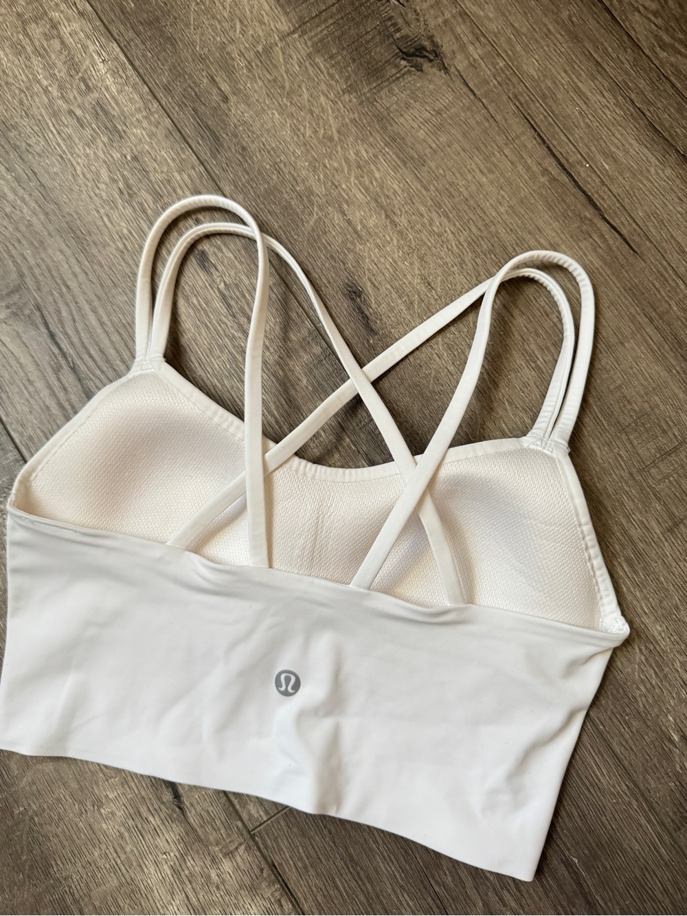 Lululemon white sports bra with criss-cross straps